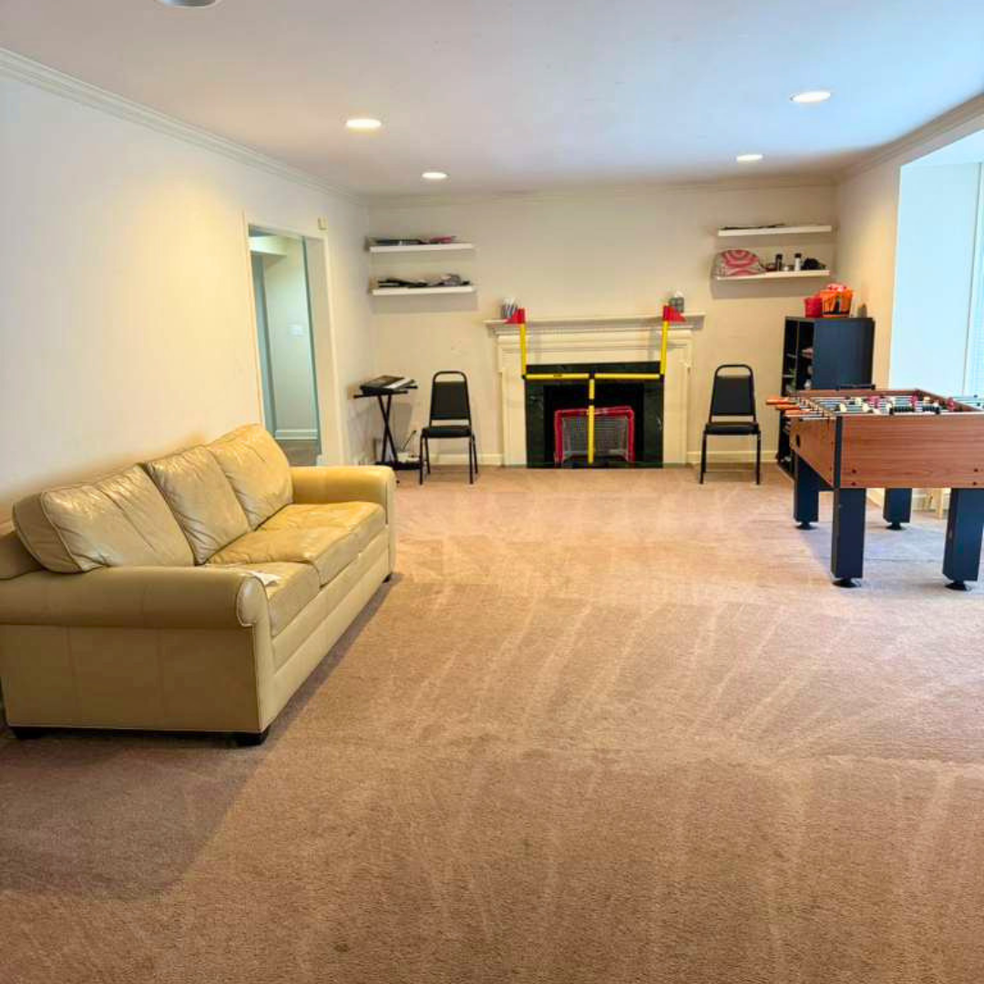 Hardwood floors mopped in a living area